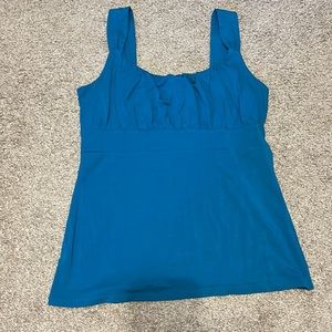Ann Taylor Teal Square-Neck Tank Top